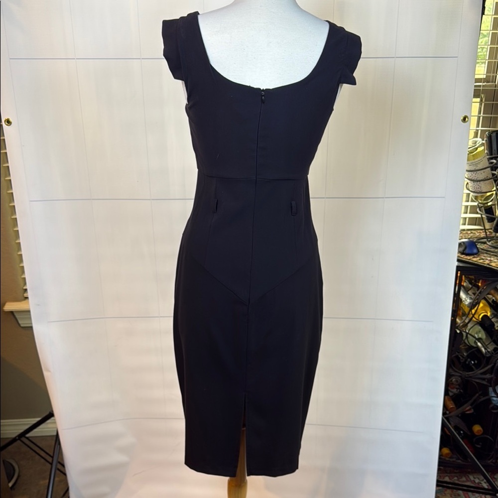 Emma & Michele Black Asymmetrical Sheath Dress, - Picture 3 of 4